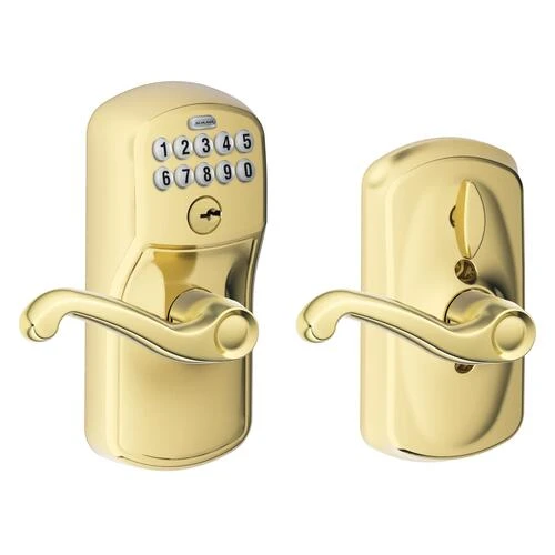 Schlage® Flair Bright Brass Electronic Keyless Flexlock Entry Door Lever 5 Schlage® Flair Bright Brass Electronic Keyless Flexlock Entry Door Lever - Image 3