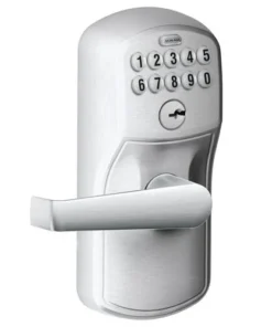 Schlage® Elan Satin Chrome Light Commercial Keypad Entry Door Lever With Plymouth Trim