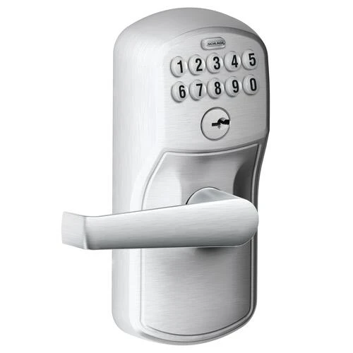 Schlage® Elan Satin Chrome Light Commercial Keypad Entry Door Lever With Plymouth Trim 3 Schlage® Elan Satin Chrome Light Commercial Keypad Entry Door Lever With Plymouth Trim
