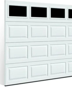 Ideal Door® Traditional 9' X 7' White Insulated Garage Door With Windows (R-Value 6.3) -Schlage Shop 4254620 angle