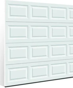 Ideal Door® Traditional 9' X 7' White Insulated Garage Door WindCode®W-1 (R-Value 18.4) -Schlage Shop 4254720 angled
