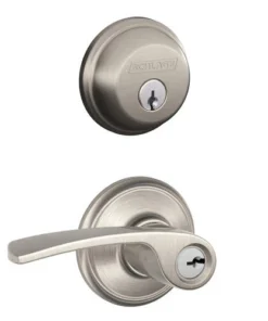 Schlage® Merano Satin Nickel Entry Door Lever And Single Cylinder Door Deadbolt 7 Schlage® Merano Satin Nickel Entry Door Lever And Single Cylinder Door Deadbolt -Schlage Shop 4402992 Schlage P LF 1