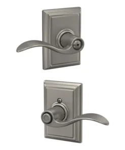 Schlage® Accent Satin Nickel Bed & Bath Privacy Door Lever With Addison Trim 12 Schlage® Accent Satin Nickel Bed & Bath Privacy Door Lever With Addison Trim -Schlage Shop 4404642 LS