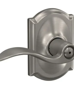Schlage® Accent Satin Nickel Bed & Bath Privacy Door Lever With Camelot Trim