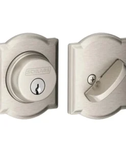 Schlage® Satin Nickel Single Cylinder Entry Door Deadbolt With Camelot Trim -Schlage Shop 4404651 LS