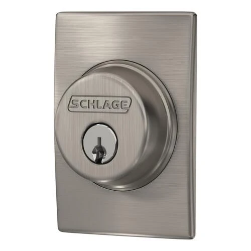 Schlage® Satin Nickel Single Cylinder Entry Door Deadbolt With Century Trim 4 Schlage® Satin Nickel Single Cylinder Entry Door Deadbolt With Century Trim - Image 2