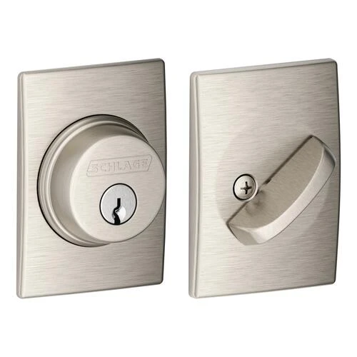 Schlage® Satin Nickel Single Cylinder Entry Door Deadbolt With Century Trim 7 Schlage® Satin Nickel Single Cylinder Entry Door Deadbolt With Century Trim - Image 5