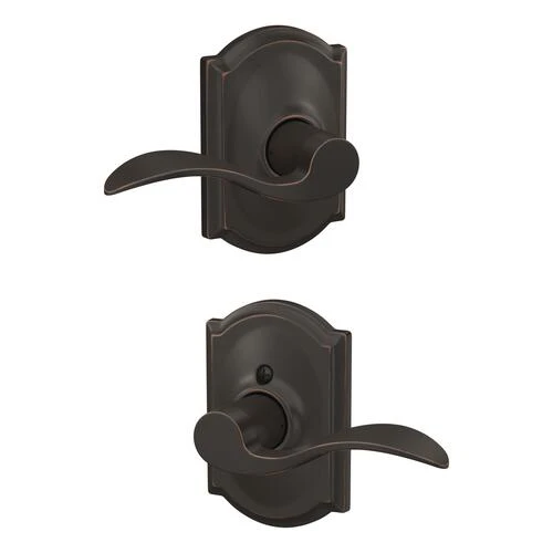 Schlage® Accent Aged Bronze Hall & Closet Passage Lever With Camelot Trim 7 Schlage® Accent Aged Bronze Hall & Closet Passage Lever With Camelot Trim - Image 5