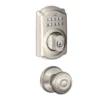 Schlage® Georgian Satin Nickel Door Knob With Camelot Trim And Keypad Door Deadbolt -Schlage Shop BE365CAM619 EXT GEO