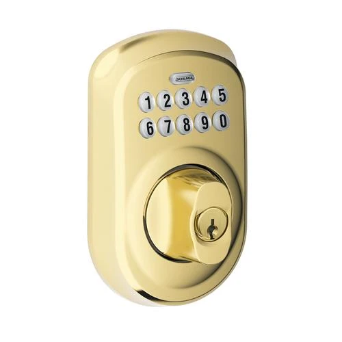 Schlage® Plymouth Bright Brass Electronic Entry Door Deadbolt 3 Schlage® Plymouth Bright Brass Electronic Entry Door Deadbolt