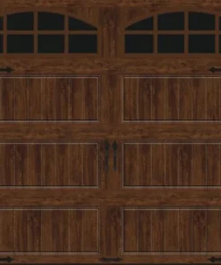 Ideal Door® Designer 9' X 7' Oak Walnut Insulated Garage Door With Windows (R-Value 18.4)