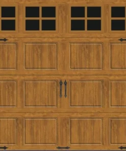 Schlage Shop 41 Ideal Door® Designer 9' X 7' Oak Medium Insulated Garage Door With Windows (R-Value 6.5)