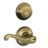 Schlage® Flair Antique Brass Entry Door Lever And Single Cylinder Door Deadbolt 2 Schlage® Flair Antique Brass Entry Door Lever And Single Cylinder Door Deadbolt -Schlage Shop FB50FLA609 EXT SL