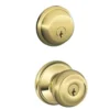 Schlage® Georgian Bright Brass Entry Door Knob And Single Cylinder Door Deadbolt -Schlage Shop FB50GEO605 EXT SL