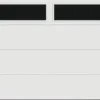 Ideal Door® Modern Flush 8' X 7' White Insulated Garage Door With Windows (R-Value 6.5) -Schlage Shop FL WH Designer Long windows plain 8x7 v2