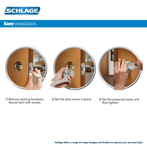 Schlage® Accent Satin Nickel Bed & Bath Privacy Door Lever 4 Schlage® Accent Satin Nickel Bed & Bath Privacy Door Lever - Image 2
