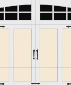 Ideal Door® Premium Handcrafted 9' X 7' Almond / WH Overlays Insulated Garage Door With Windows (R-Value 6.5)