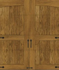 Ideal Door®® Premium Handcrafted 9' X 7' Pecky Cypress Medium Finish Insulated Garage Door With Solid Arched Top (R-Value 20.4)