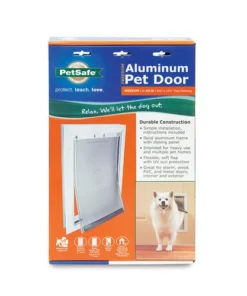 PetSafe® Freedom 8.25" X 12.25" Medium Premium White Aluminum Pet Door -Schlage Shop PPA00 10860FreedomAluminumPetDoorPackaging